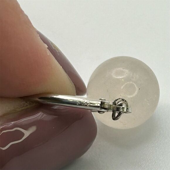 Pink Rose Quartz Dangle Earrings 925 Sterling Silver Lever Back Classic Dainty - Picture 5 of 7